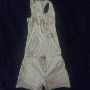 Guess white tank top and Guess white shorts